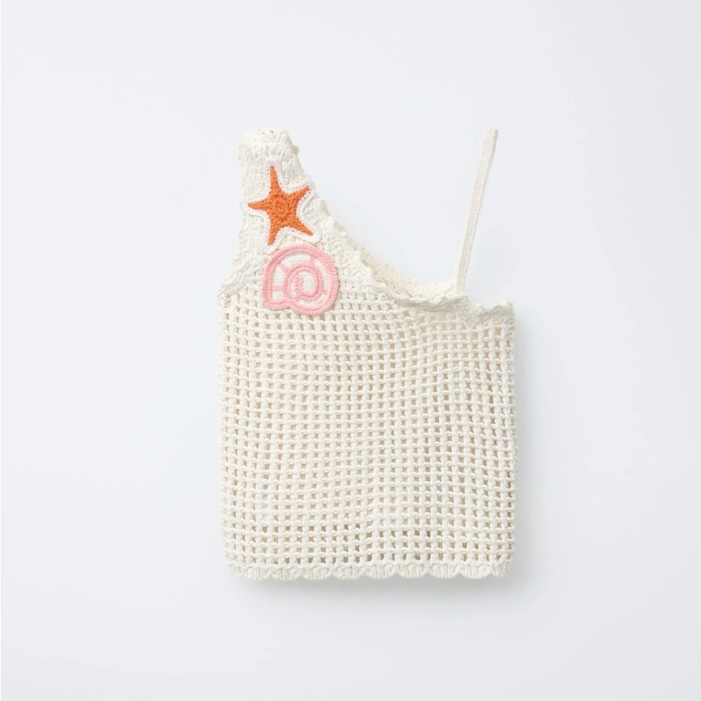 Zara Cream Crochet One-Shoulder Kids Tank. So Cute!